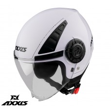 Casca Open face moto scuter Axxis Metro alb lucios, M 57-58cm