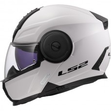 Casca moto Flip-up LS2 FF902 SCOPE II Gloss White, include ochelari de soare si pinlock, marime L