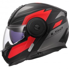 Casca moto Flip-up LS2 FF902 SCOPE II Duria Black Red, include ochelari de soare si pinlock, marime L