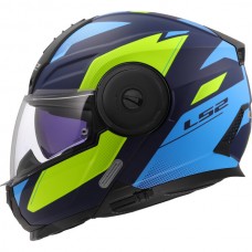 Casca moto Flip-up LS2 FF902 SCOPE II Duria Blue Yellow, include ochelari de soare si pinlock, marime L