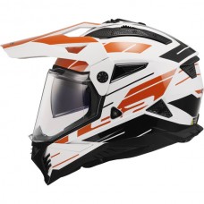 Casca moto Flip-up LS2 MX702 Pioneer II Namib White Orange marime L