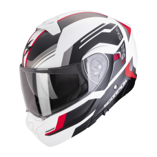 Casca moto Flip-up Scorpion Exo-930 Evo White Matt-Black-Red , include pinlock si ochelari de soare marime M