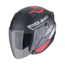 Casca open face/jet SCORPION EXO-230 Band Matt Black-Red-Silver, include ochelari de soare, marime L