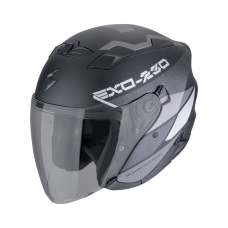 Casca open face/jet SCORPION EXO-230 Band Matt Black-Silver, include ochelari de soare, marime L