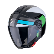 Casca open face / jet Scorpion Exo City II Blur Black/White/Green, include ochelari de soare, marime M