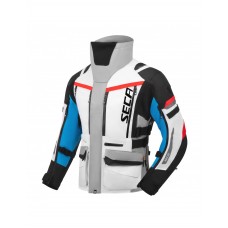 Geaca moto Seca Arrakis III Grey/Bue/Red, 3 layere, include mesada termica, mesada de ploaie, si guler termic, protectii D3O, marime L