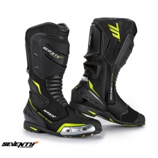 Ghete (cizme) moto Racing Unisex Seventy model SD-BR1 culoare: negru/galben fluor marime 40